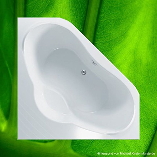 Bañera de esquina 140 x 140 NAXOS-R + soporte para bañera + desagüe ⇒ juego completo