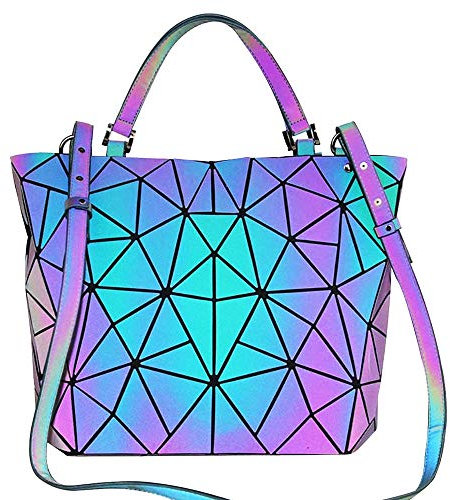 BestoU Sac a Main Femmes Géométrique Shard Lattice Design PU Cuir Sac Bandoulière Noir (Type 2)