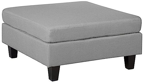 Pouf de Type Ottoman pour Canapé Modulable ou à Acheter Seul Tapissé en Tissu Gris Clair de Qualité pour Salon Moderne et Scandinave Beliani
