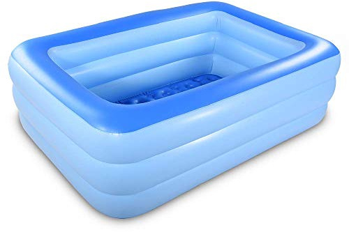 Inflatable Family Swim Play Center Pool, 82 x 56 x 25 Giant Blow Up Pool Summer Water Fun with Inflatable Soft Floor for Family, Garden, Outdoor, Backyard (Blue)