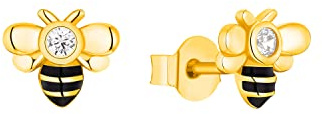Prinzessin Lillifee Ohrstecker 925 Sterling Silber Mädchen Kinder Ohrschmuck, mit Zirkonia synth., 0,7 cm, Gold, Biene, Kommt in Schmuck Geschenk Box, 2035990