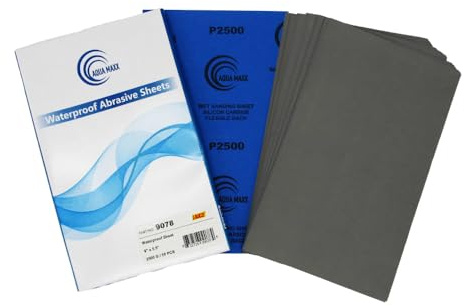 Aqua Maxx Wet or Dry Sandpaper, 9x5.5 Inches, Box of 50 - Abrasive Paper Sheets for Automotive Sanding, Detailing, Polishing Automotive, Woodworking Wood Furniture (2500 Grit, 50)