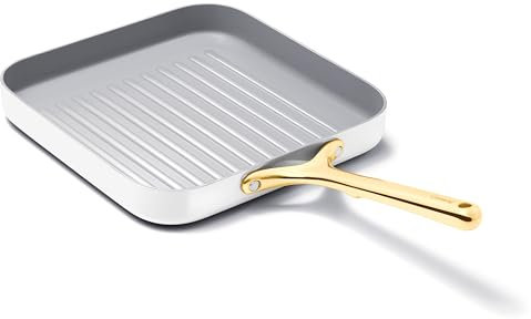 Caraway Square Grill Pan - 11” Grill Pan - Non-Stick Ceramic Coated - Non Toxic, PTFE & PFOA Free - Oven Safe & Compatible with All Stovetops - White