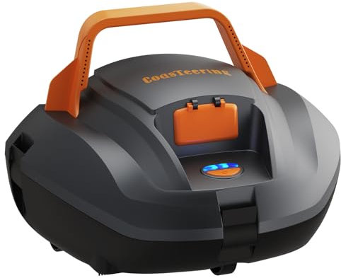 CoasTeering (2025 Upgrade) Robot Piscine sans Fil 100 Minutes D'autonomie, 2-Moteur Robot Piscine Hors Sol pour Piscines Jusqu'à 80m², Nettoyage du Fond, Tous Types de revêtements