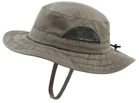 Magracy Chapeau de soleil Adventure pour enfant en maille filet à large bord UPF 50+ réglable, Vert armée., taille unique