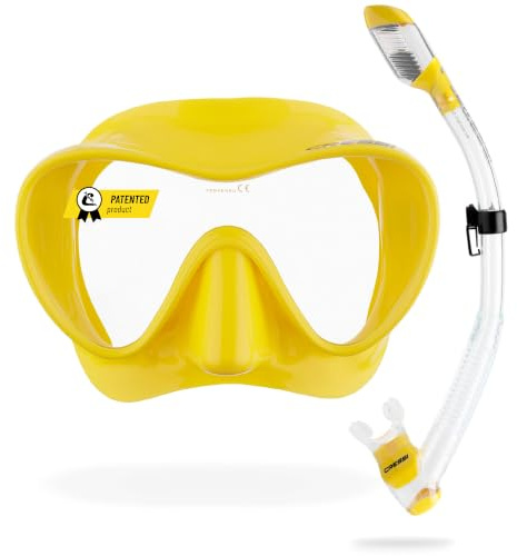 CRESSI F1 Ramlös och Snorkel torr mask eller kombinationsmask för dykning och snorkling, en storlek, unisex