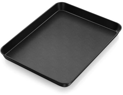Non Stick Baking Oven Tray, Homikit Carbon Steel Sheet Pan for Baking Cooking Roasting Serving, Rectangular 31.5x24.4x2.5cm, Non-Toxic, Heavy-Duty & Easy Clean, Black