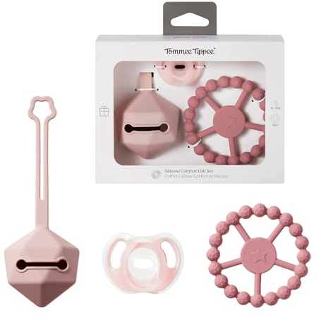 Tommee Tippee Silicone Comfort Gift Set Ultra-Light Soother, Carry Case & Teething Ring 0-6m+