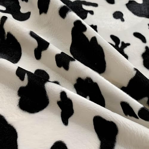EU Fabrics Faux Fur Pony Skin Fabric | Animal Print Velboa Fabric for Blankets | Soft Short Pile Furry Material for Costumes (Cow, 1 Metre x 147cm)