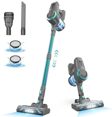 Aspirateur Balai sans Fil, 6 en 1 Aspirateur sans fil, Aspirateur Puissant Autonomie 50Min & 2 Vitesses, Brosse Anti-Enmêlement，Aspirateur Balai sans Sac pour Les Poils d'animaux,Tapis,Canapé,Voiture