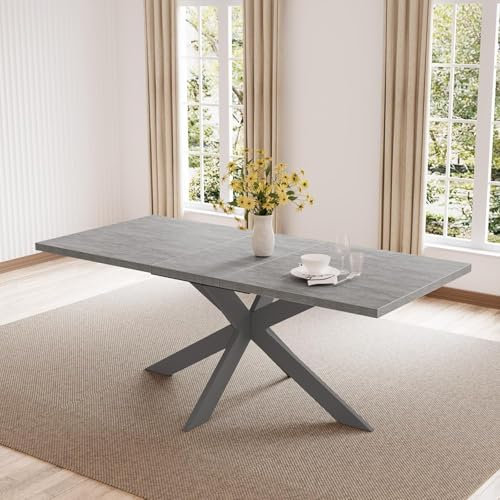 jiexi Essgruppen Für 4-6 Personen, Esstisch Ausziehbar, Moderner Grauer MDF-Holztisch, Geeignet Für Wohnzimmer, Küche, Versammlungen Mit Vielen Personen (130-170cm Tisch)