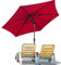 Jiubiaz Ø 270cm Sonnenschirm Rot Gartenschirm ohne Ständer und knickbar,Terassenschirm Neigungswinkel Sonnenschirme Großschirm für Balkon,Terrasse,Rundschirm mit kurbel
