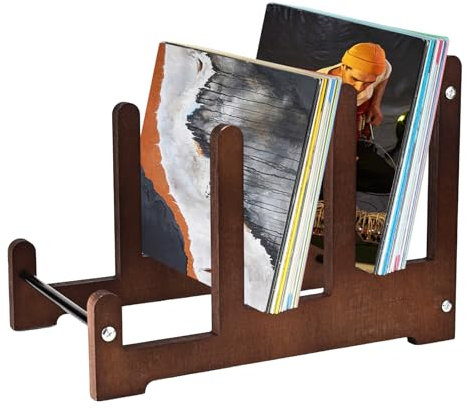 Trendecor Soporte para discos de vinilo, 37 x 27 x 24 cm, soporte de madera, revistas, libros, decorativos, retro, soporte para discos de vinilo