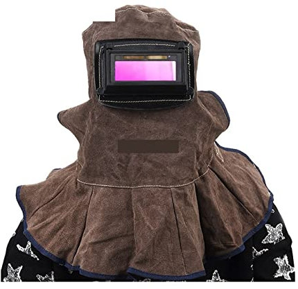 PZOFERLIN Tablier de soudeur en cuir Casque de soudage en cuir avec pare-soleil à rabat solaire(Ckb3001yjp)