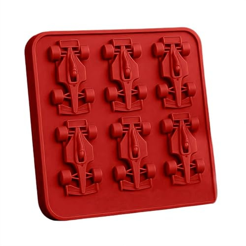 F 1 Eisform, Formel-Rennwagen-Eisform, Silikon-Rennwagen-Gelee-Formen, 6 Mulden, 3D-Rennwagen-Form thematische Becher-Eiswürfelform und DIY-Backwerkzeug, langsam schmelzend, kein Kunststoff, einfaches