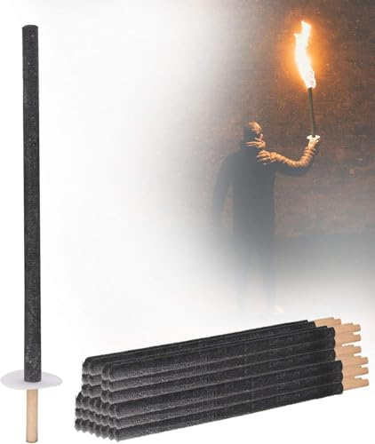 Monucep Lot de 100 torches en cire avec protection des mains, durée de combustion 100 min, torches en cire avec poignée extra longue, torches pour enfants pour la randonnée nocturne, le jardin, la