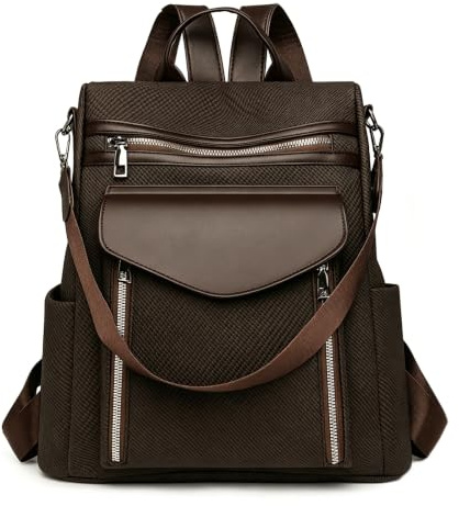Kvinnors anti-stöld slittfast PU läder ryggsäck, Convertible Casual Travel Daypack axelvaska ryggsäck,coffee