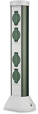 REV Außensteckdose GreenCraft - 4-Fach Garten Steckdosensäule, 52cm Höhe, Outdoor Steckdose IP44 spritzwassergeschützt, grün