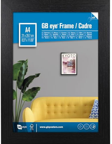 GB Eye Contemporary Wooden Black Picture Frame - A4-21 x 29.7cm