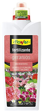 Flower - Fertilizante Líquido Geranios | Desarrollo y Floración Fuertes | Bioestimulante con Aminoácidos Naturales | 1000 ml, Abono Líquido, 10.5x6.2x28.5 cm