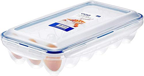 Lock & Lock Egg Multifunktionsbox Transportbox für 18 Eier, Transparent/Blau