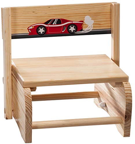 2-in-1 Children's Step Stool and Chair, Racecar Design