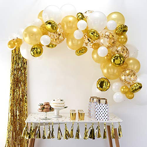Ginger Ray Gold Balloon Arch Garland Kit - 70 Balloons in assorted sizes & Tape - Balloon Arches