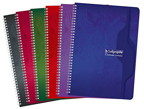 Calligraphe 2417C Un Cahier à Spirale (une Marque de Clairefontaine) - A4 21x29,7 cm - 180 Pages Petits Carreaux - Papier 70 g - Couverture Carte Recyclée Vernie - Couleur Aléatoire