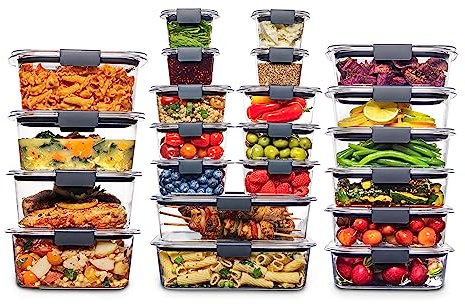 Rubbermaid Commercial Products 2108389 Leak-Proof Rubbermaid Brilliance Frischhaltedosen | 44-teilige Kunststoffbehälter mit Deckel | BPA-frei, auslaufsicher, Kunststoff, durchsichtig