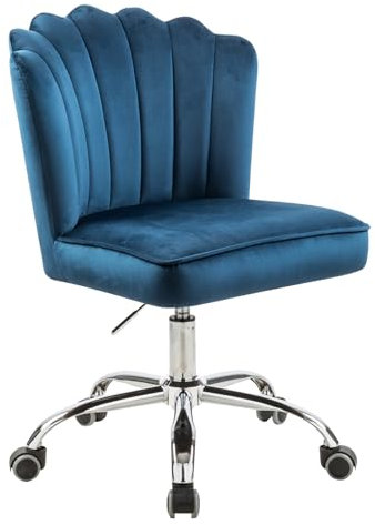 WOEOA Bürostuhl Samt Drehstuhl höhenverstellbar 360°drehbar Computerstuhl Polsterfarbe perfekt für Mädchen und Bürodame (Blau)