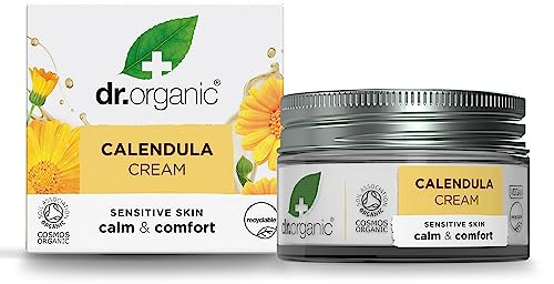Dr Organic Calendula Cream, Fragrance Free, Sensitive Skin, Natural, Vegan, Cruelty-Free, Paraben & SLS-Free, Plastic Free, Recycled & Recyclable, Certified Organic, 50ml, Packaging may vary