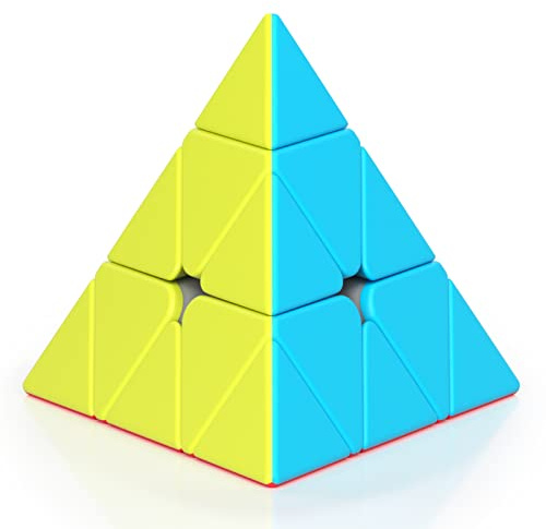 ROXENDA Cube Pyramide, Cube Magique de Triangle 3x3x3; Couleurs Vives Super-durables - Facile à Tourner (Stickerless)