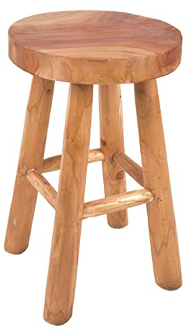 Spetebo Teak Hocker JOLO handgefertigt 29 cm - geölt - Massiver Holzhocker aus Handarbeit - Holz Sitz Hocker Blumen Ständer massiv Natur