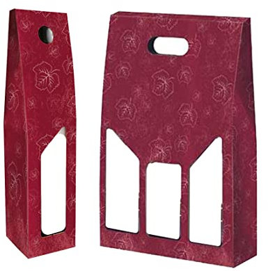 MAQA 1 Stück Karton Flaschenhalter Box, Flaschenhalter Taschen Geschenkbox für 1-3 Flaschen Grafiken Blätter 1 Bottiglia
