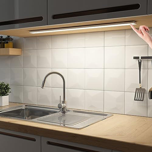 SOAIY LED dimmbar Unterbauleuchte 58CM Küche Lampe 4500mAh wiederaufladbar Akku Schrankbeleuchtung mit Touchsensor Timer 3Farben led leiste magnetische Lichtleiste für Küchenschrank Kleiderschrank