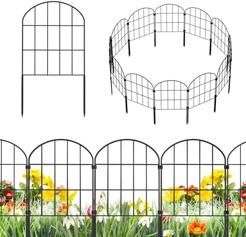Ticanros 20.58ft (L) x 24in (H) Decorative Garden Fence Panels - Animal Barrier Fence No Dig Fencing Rustproof Metal Wire Edging Panel Border Apply to Dog Fencing for Yard Outdoor Decor Flower Beds