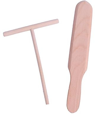 Jitnga Set of 2 Crepes Distributor Spatula and Dough Distributor Set - Wooden T-Scraper, Spatula for Crepes, Palate Ham Maker and Other Kitchen Utensils and Cooking Accessories for Restaurant and Home