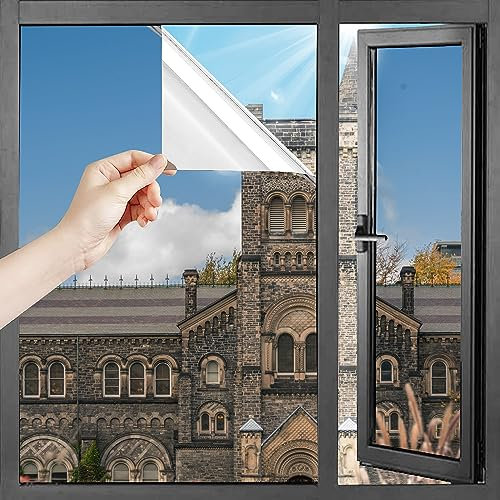 HOMTOL Film Fenêtre Anti Regard sans Tain Anti Chaleur Anti UV Protection de la Vie privée pour Meubles Maison Bureau 40x400cm