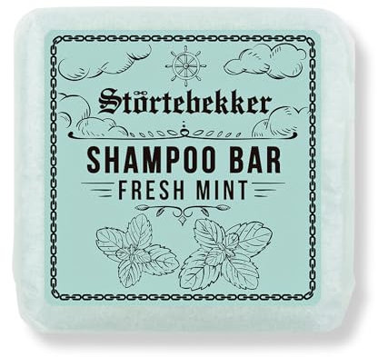 Störtebekker® Premium Shampoo solido – Shampoo vegano fatto a mano per uomo e donna – Profumato per la cura della doccia per pelle e capelli – Shampoo Bar idratante (Fresh Mint) (1 pc.)