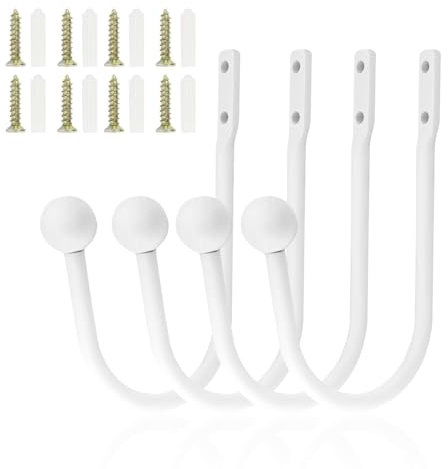 4 Stück Gardinenhalter Wand, Metall Vorhanghalter Raffhalter Weiss Wandbefestigung Vorhang Halter U-Form Raffbügel Vorhänge Dekorativer für Wohnzimmer Schlafzimmer