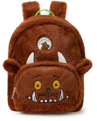 The Gruffalo Kids Mini Furry Backpack | Girls & Boys Brown Fluffy Rucksack with Adjustable Straps | Children’s Novelty Face Bag with 3D Ears and Horns | Story Book Series Merchandise Gift
