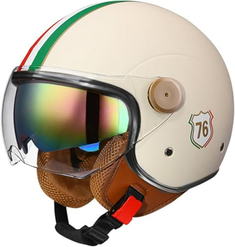 caschi per motociclisti a metà faccia Caschi a faccia aperta casco ciclista 3/4 con imbottitura elmetto motociclistico retrò antivento protezione solare occhiali per uomini donne A,M