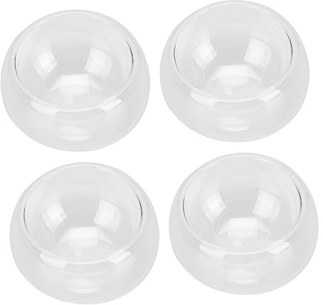 DECHOUS 4Pezzi Tazze da tè in Vetro Fatte Mano Tazze Double-Layer per Kungfu Tea Resistente al Calore Set per Uso