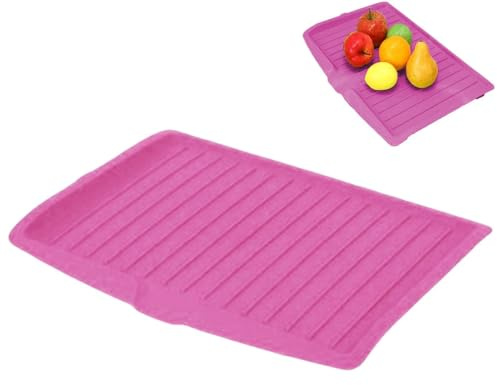 Plateaux d'égouttage à vaisselle en polypropylène avec dérivation latérale | Égouttoir à vaisselle flexible, planche d'égouttement d'eau, de séchage de 44,5 x 30,5 x 3,1 cm, tapis passoire à