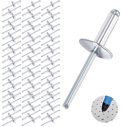 ​​60 Stück ​​Popnieten​​ Blindnieten Set​​, Aluminium Blindnieten 4,8x10x16mm (0.19x0.39x0.63 Inch) ​, ​​ Alu Nieten mit Stahlkern, für Schiffe und Lagerregale​​​ Industrie Möbel​​(Silber)