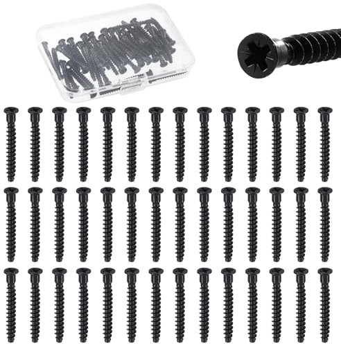 Glarks 50 st M5 x 40 mm Cross-Drive Confirmat-skruv, svart galvaniserad diskskruv för möbelanslutning