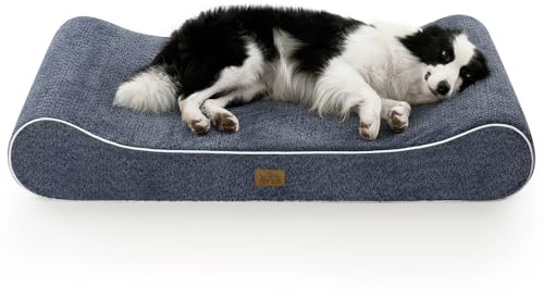 COZY KISS Panier Chien XL Orthopedique - 130x90x20 cm Lit pour Chiens Grande Taille avec Bord Surélevé, Coussin Lavable pour Chien avec Mousse Confort Renforcée, Imperméable et Antidérapant, Bleu