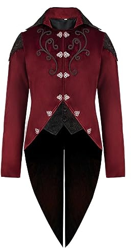 Manteau Steampunk pour homme - Grandes tailles - Veste gothique pour homme - Midi - Tendance - Frack médiéval - Jacquard - Cour victorienne - Jupe de marche élégante - Vêtement royal - Cosplay