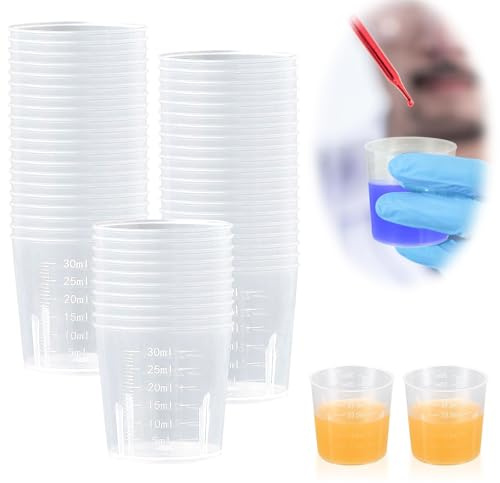 Dolaso Paquete de 12 vasos medicinales de 30 ml, mini vasos de medición de líquidos, ollas transparentes para medicamentos, vasos graduados para hornear, cocinar, laboratorio en casa (1 onza