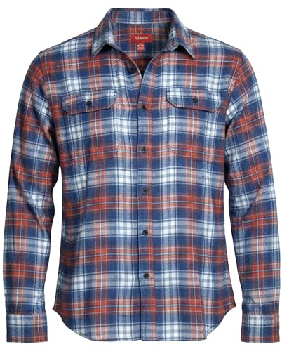 Vasego Men’s Flannel Shirt, Long Sleeve Regular Fit Cotton Lumberjack with Button-Down Pockets – Classic, Soft, and Comfortable Plaid Shirt for Everyday Wear Burgandy
